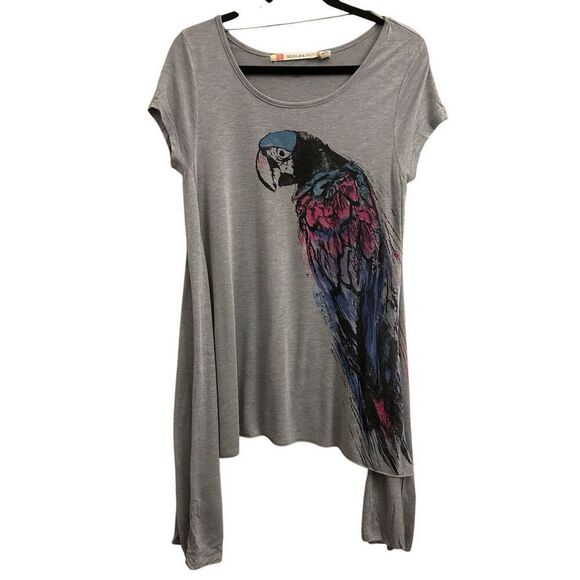 Chelsea & Violet Parrot print Waterfall Tunic T-shirt size S bird lady - Picture 1 of 6